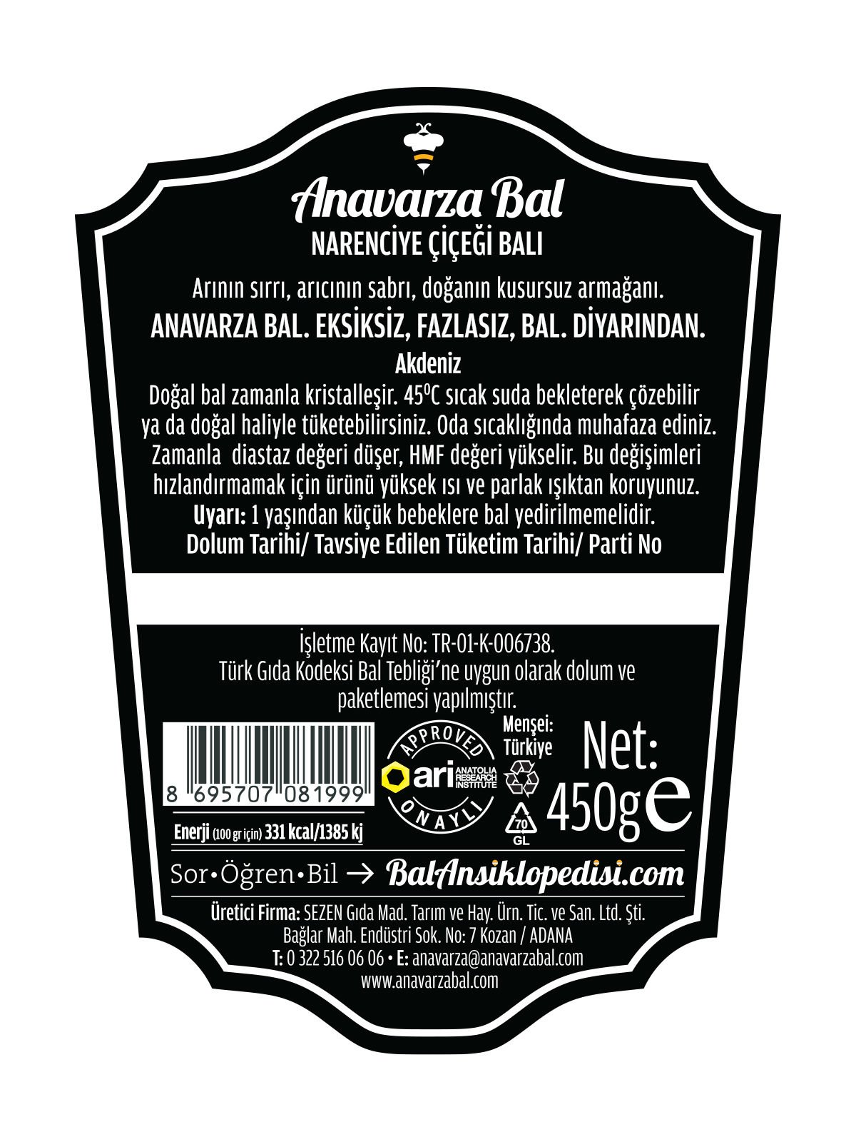 Anavarza Narenciye Balı 450g