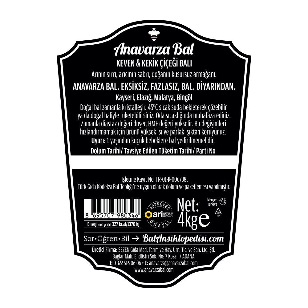 Anavarza Kova Keven & Kekik Balı 4kg