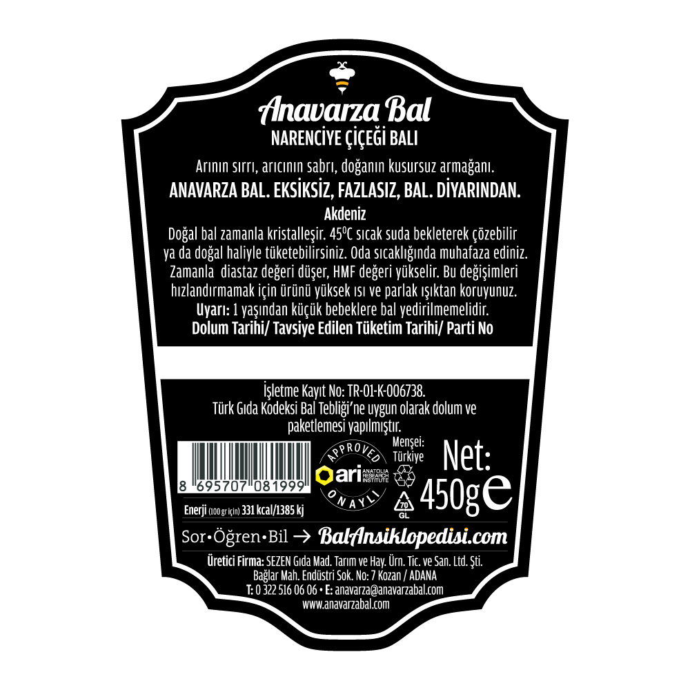 Anavarza Narenciye Balı 450g