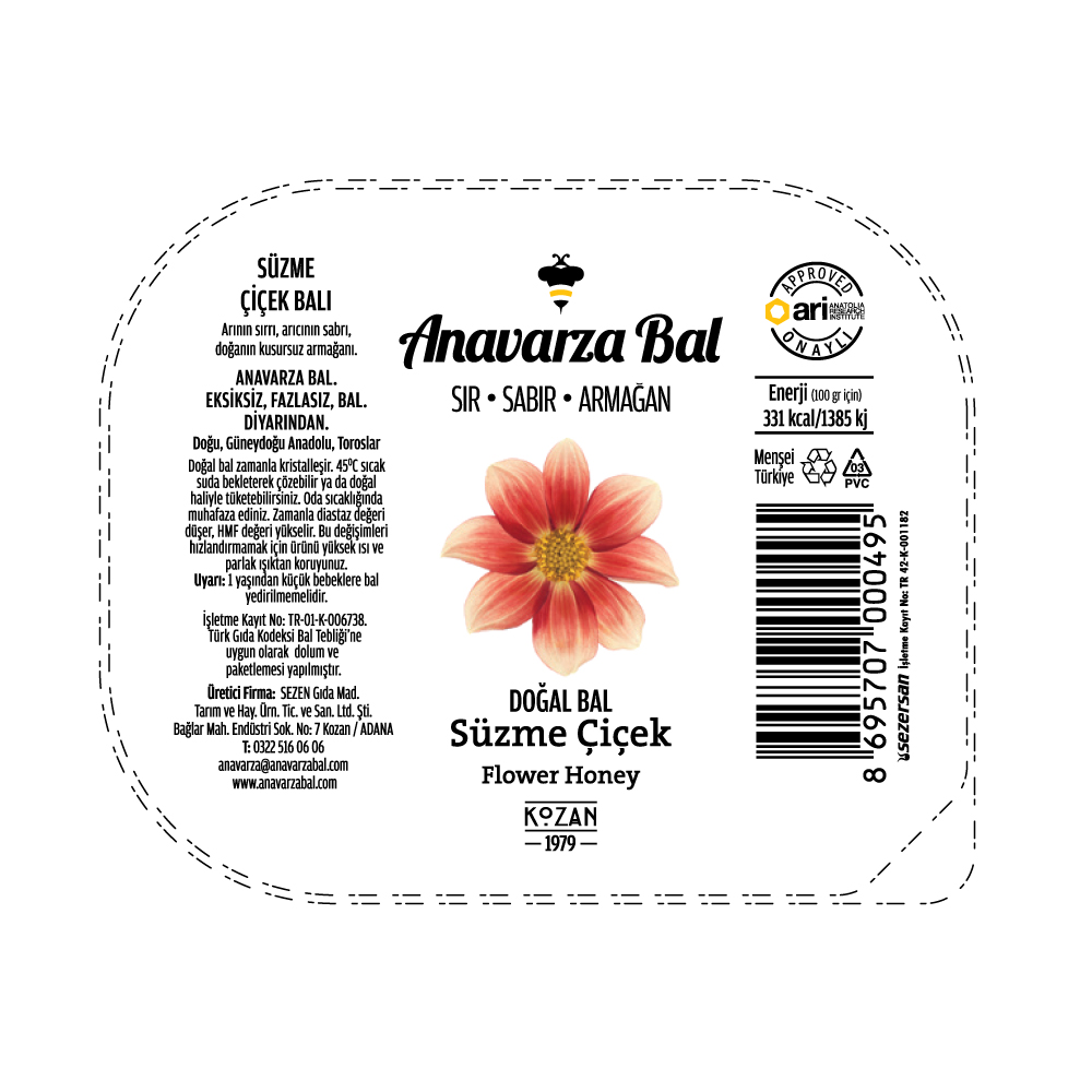 Anavarza Piknik Süzme Çiçek Balı 15g